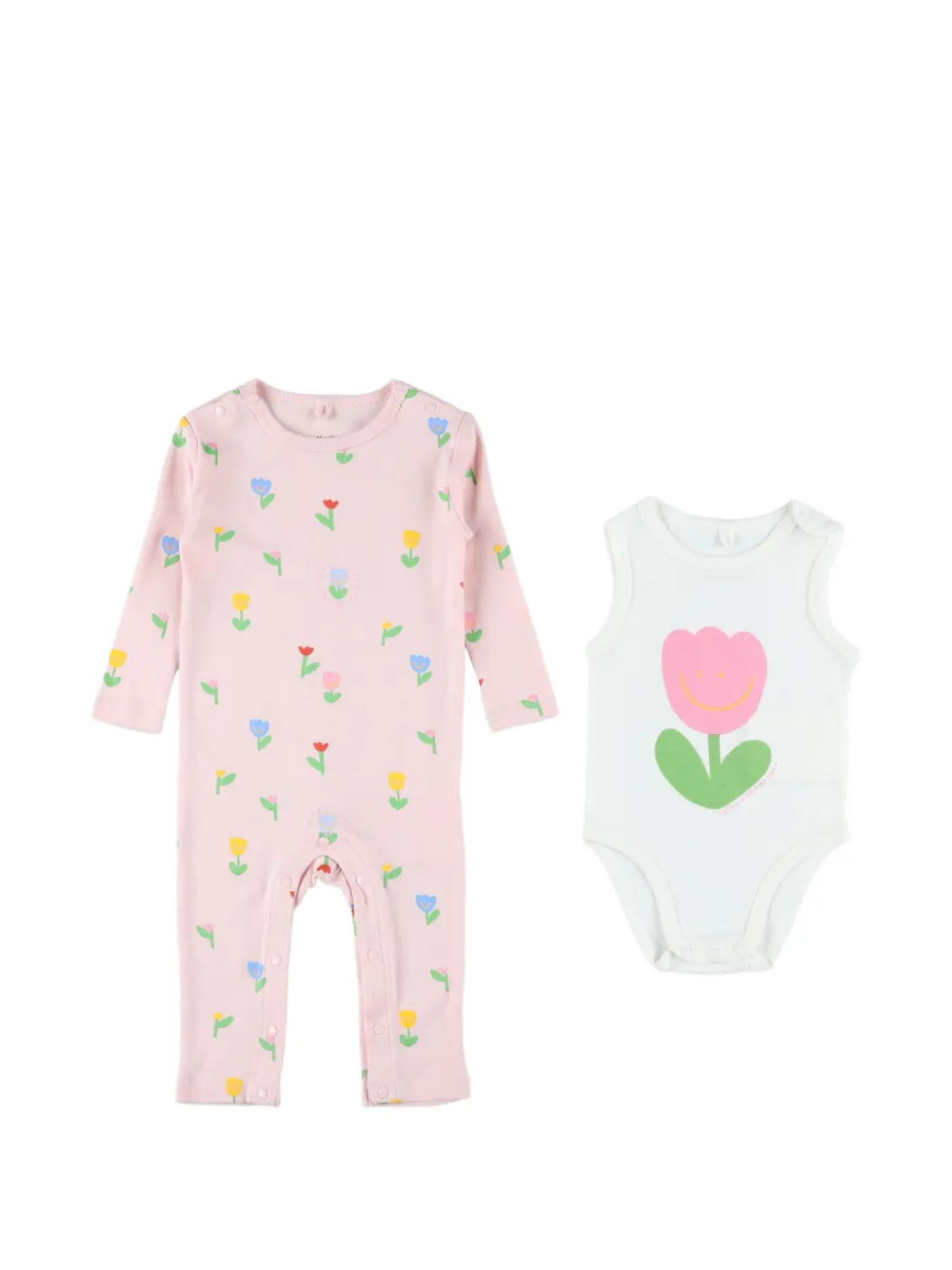 Stella McCartney Kids tulip-print romper and body set - Rosa