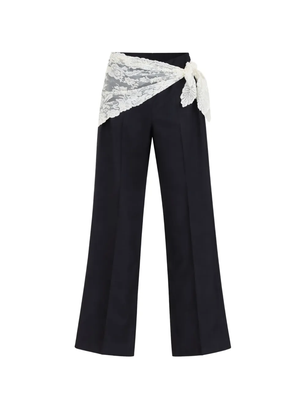 Sea lace-trim pleated trousers - Nero