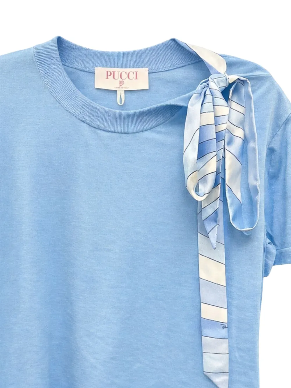 PUCCI T-shirt met zijden detail Blauw