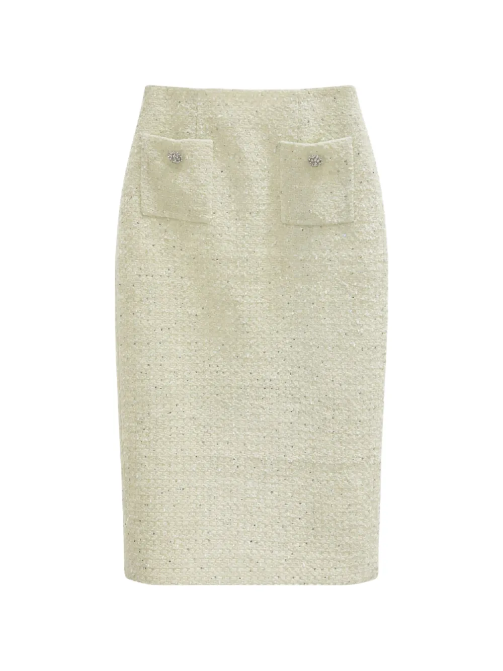 Self-Portrait boucle pocket skirt - Bianco