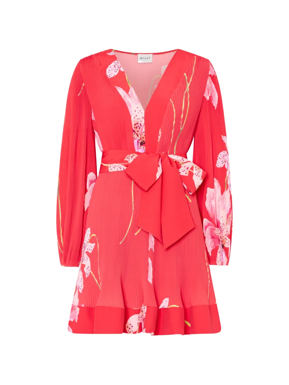 Milly Liv floral-print pleated mini dress - Rosso