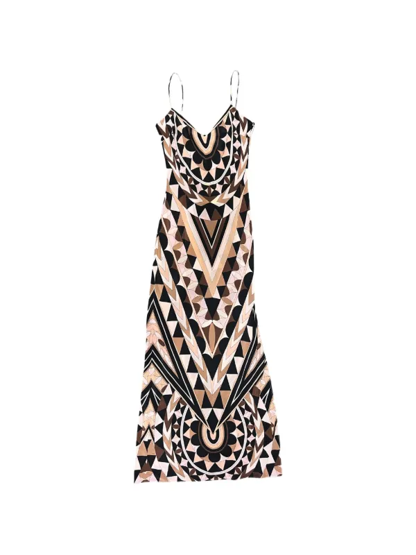 pucci brown dress Emilio Pucci Marmo Printed Jersey Mini Dress - Brown