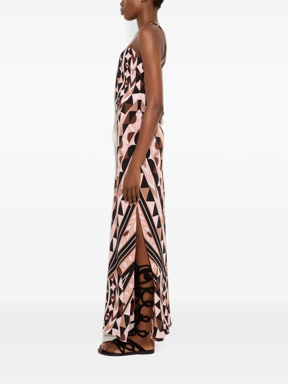 PUCCI Manuba jurk met geometrisch patroon Bruin