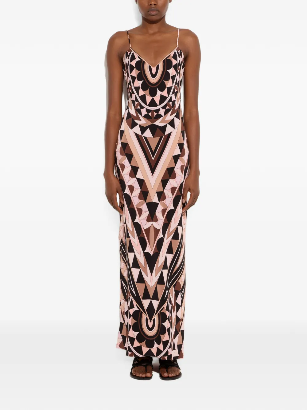 PUCCI Manuba jurk met geometrisch patroon Bruin