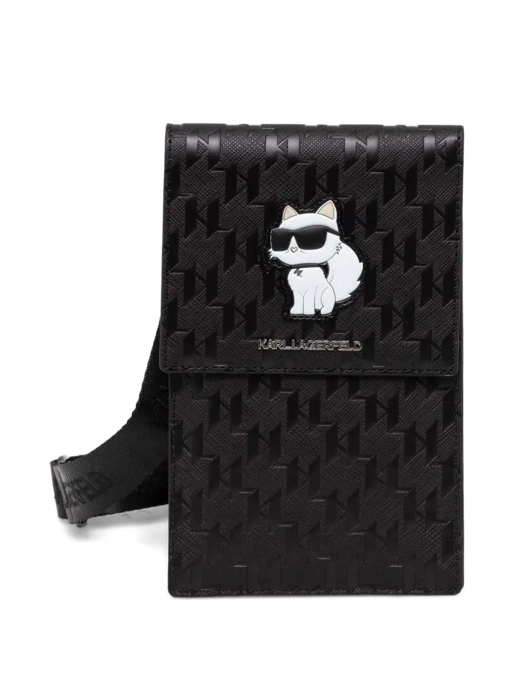 Karl Lagerfeld Choupette monogram-embossed phone case - Nero
