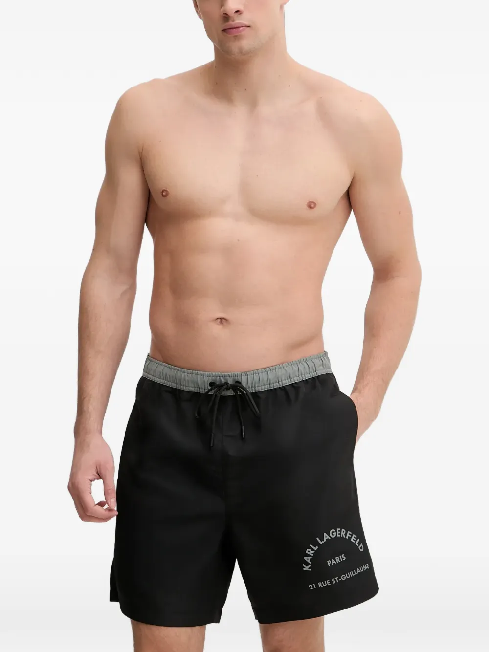 Karl Lagerfeld logo-print drawstring swim shorts - Nero
