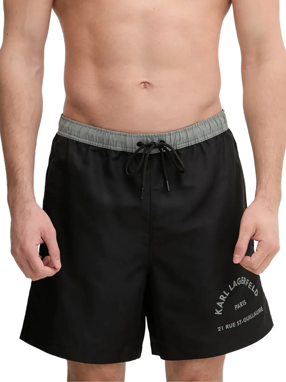 Karl Lagerfeld logo-print drawstring swim shorts - Nero
