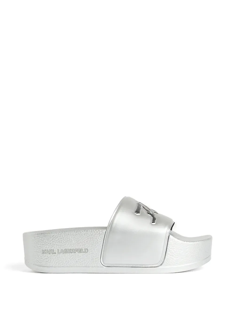 Karl Lagerfeld Kondo Maxi logo-embossed slides Zilver