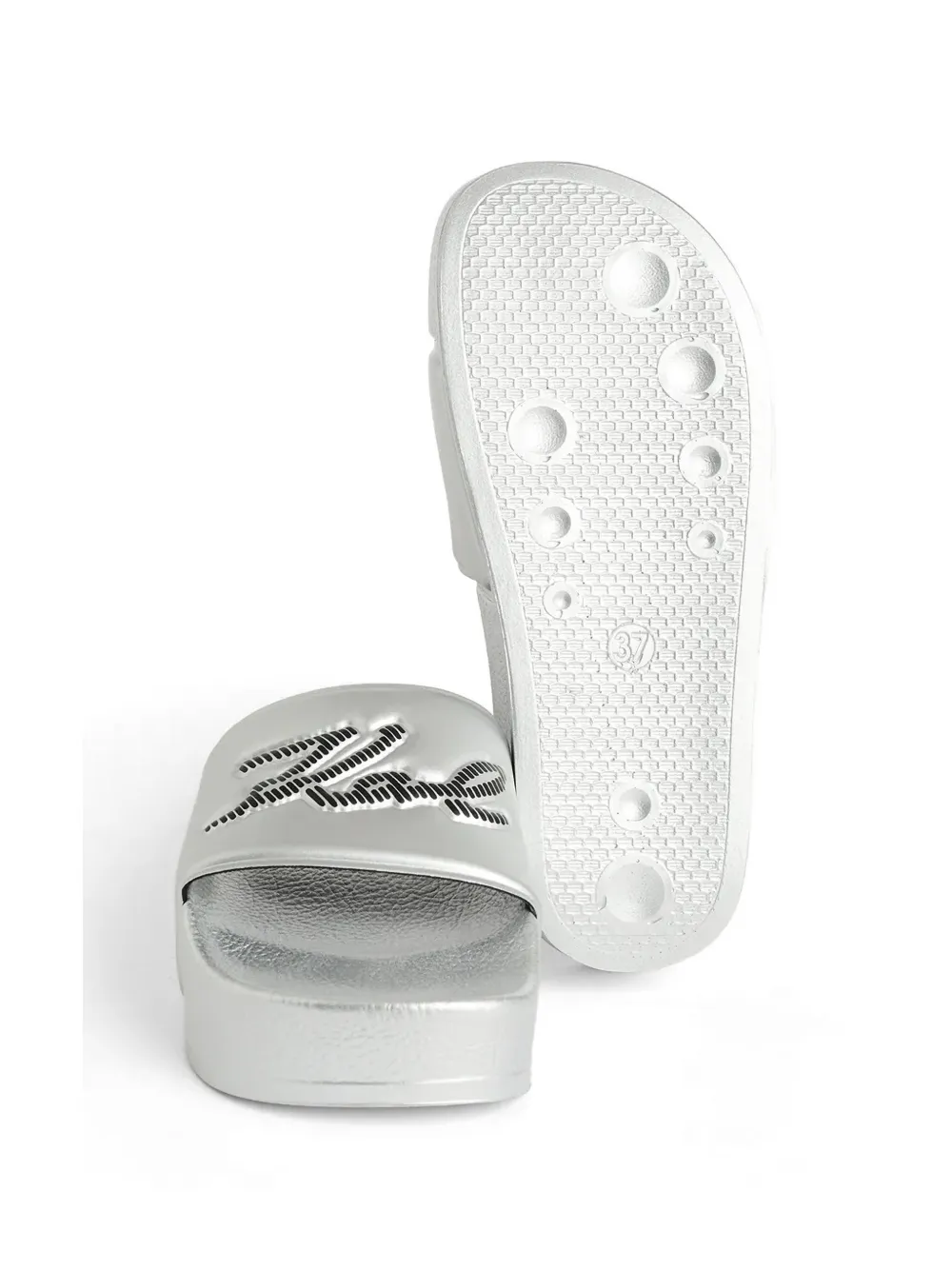 Karl Lagerfeld Kondo Maxi logo-embossed slides Zilver
