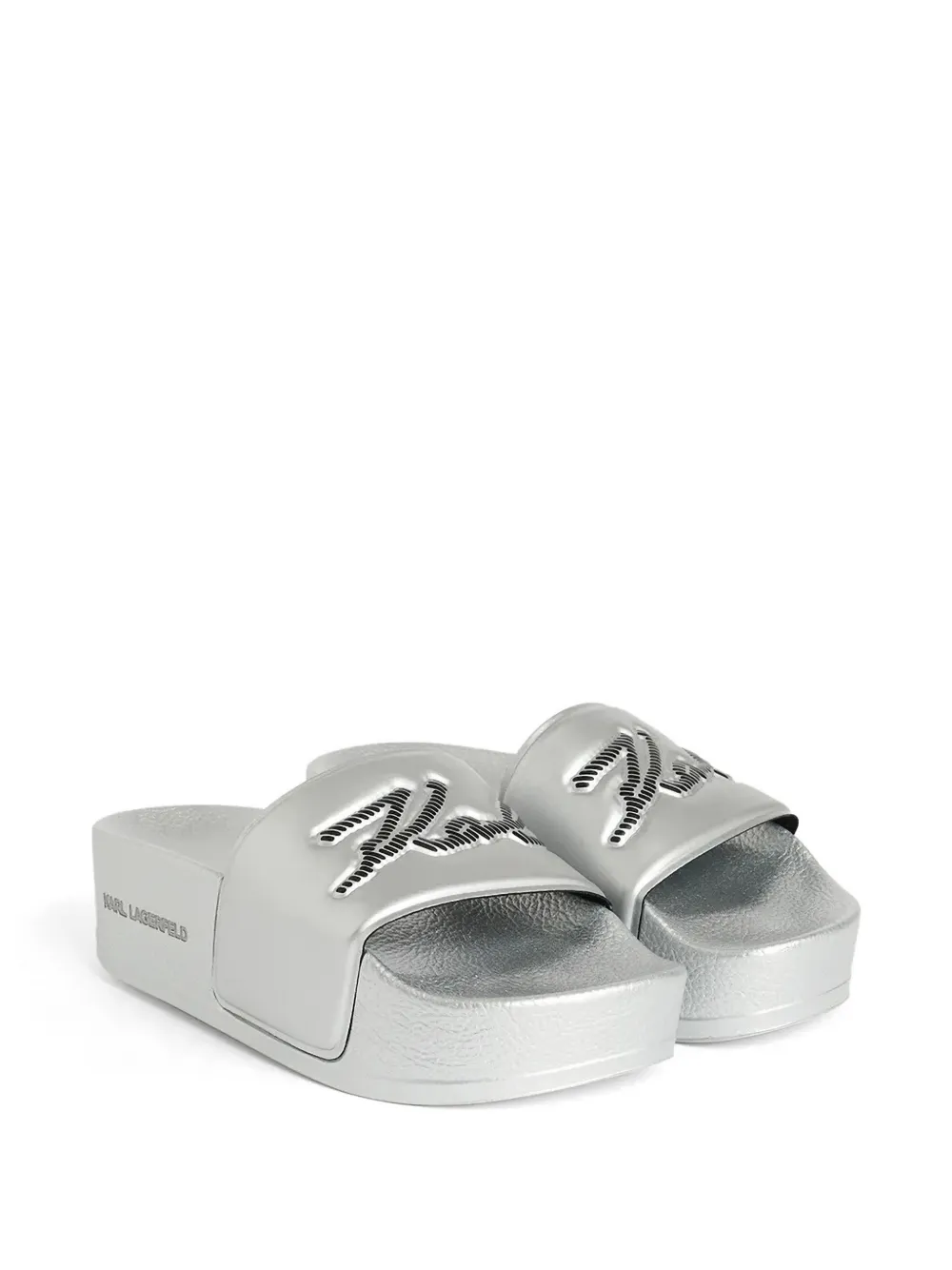 Karl Lagerfeld Kondo Maxi logo-embossed slides Zilver