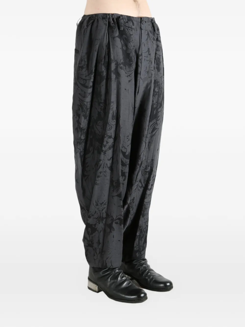  Yohji Yamamoto Jacquard Patterned Trousers - Grey 