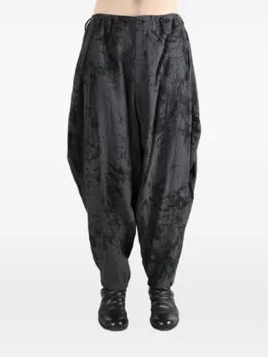 パンツ Yohji Yamamoto 23aw DROP CROTCH PANTS Yohji Yamamoto collections Printed Silk Dropped Crotch Pants Black