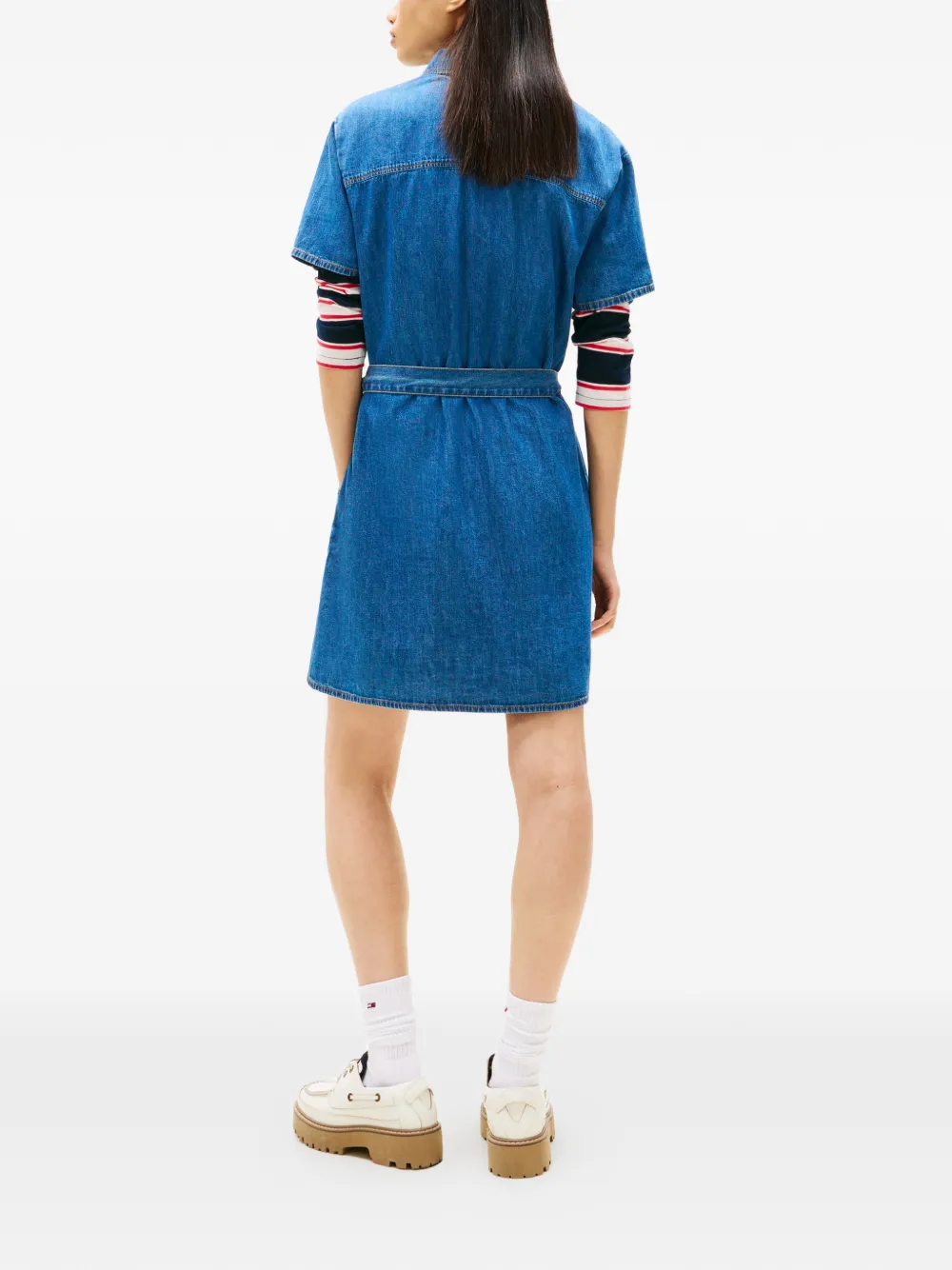 Tommy Hilfiger Denim jurk met gestrikte taille Blauw