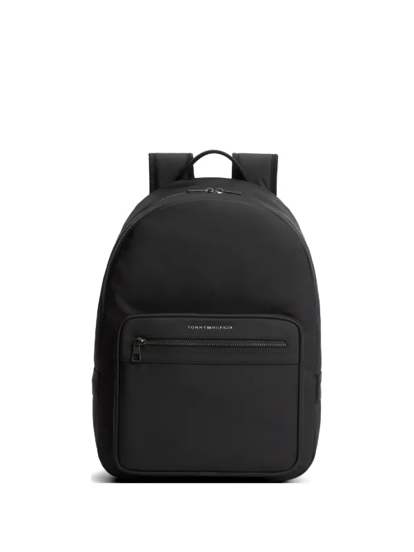 Tommy Hilfiger Black Backpack Tommy Hilfiger Black Leather Backpack Purse Silver Logo  main image 2