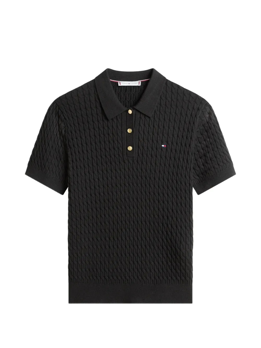 Tommy Hilfiger cable-knit polo top - Nero