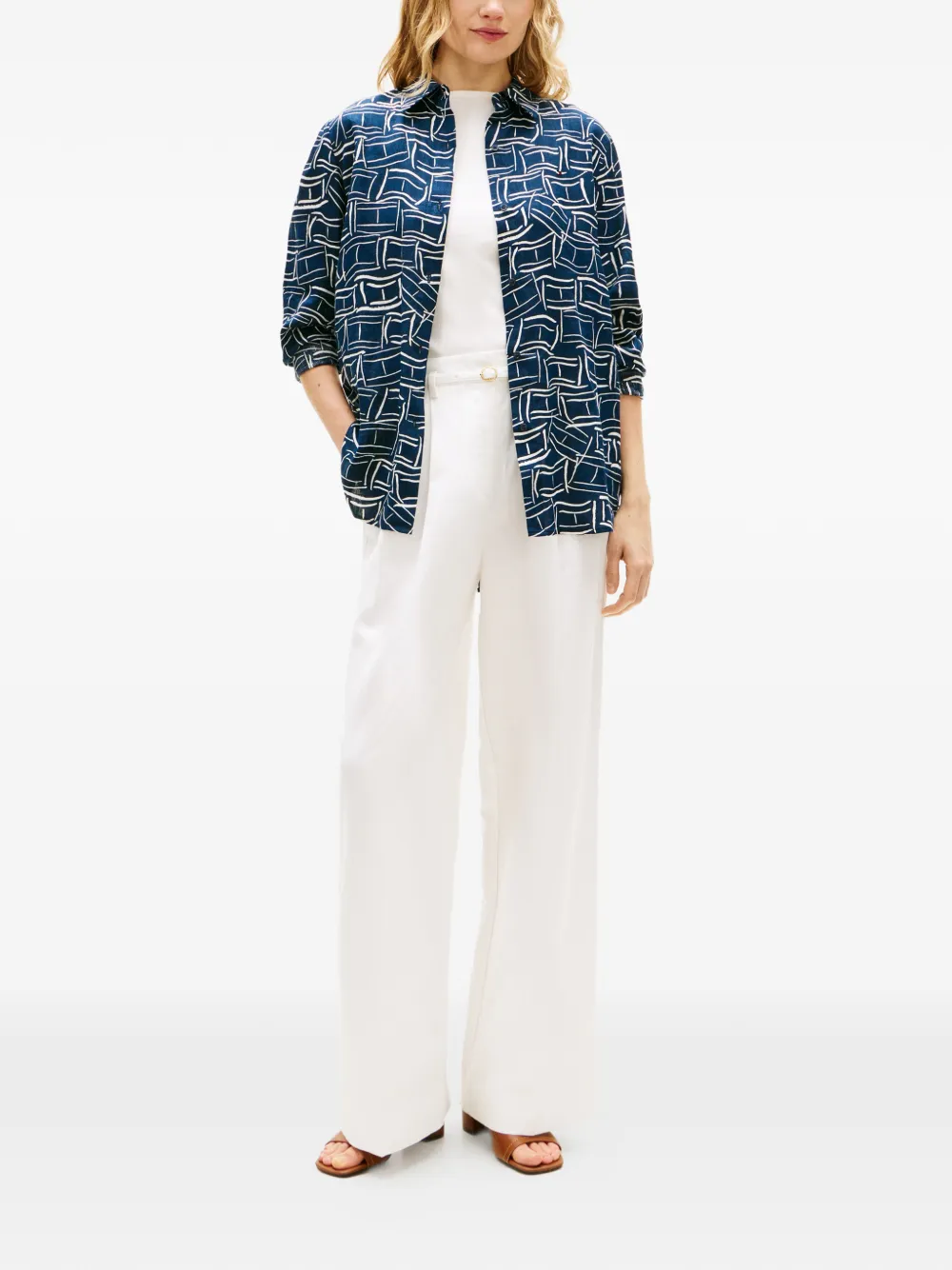  Tommy Hilfiger Patterned Buttoned Shirt - Blue 