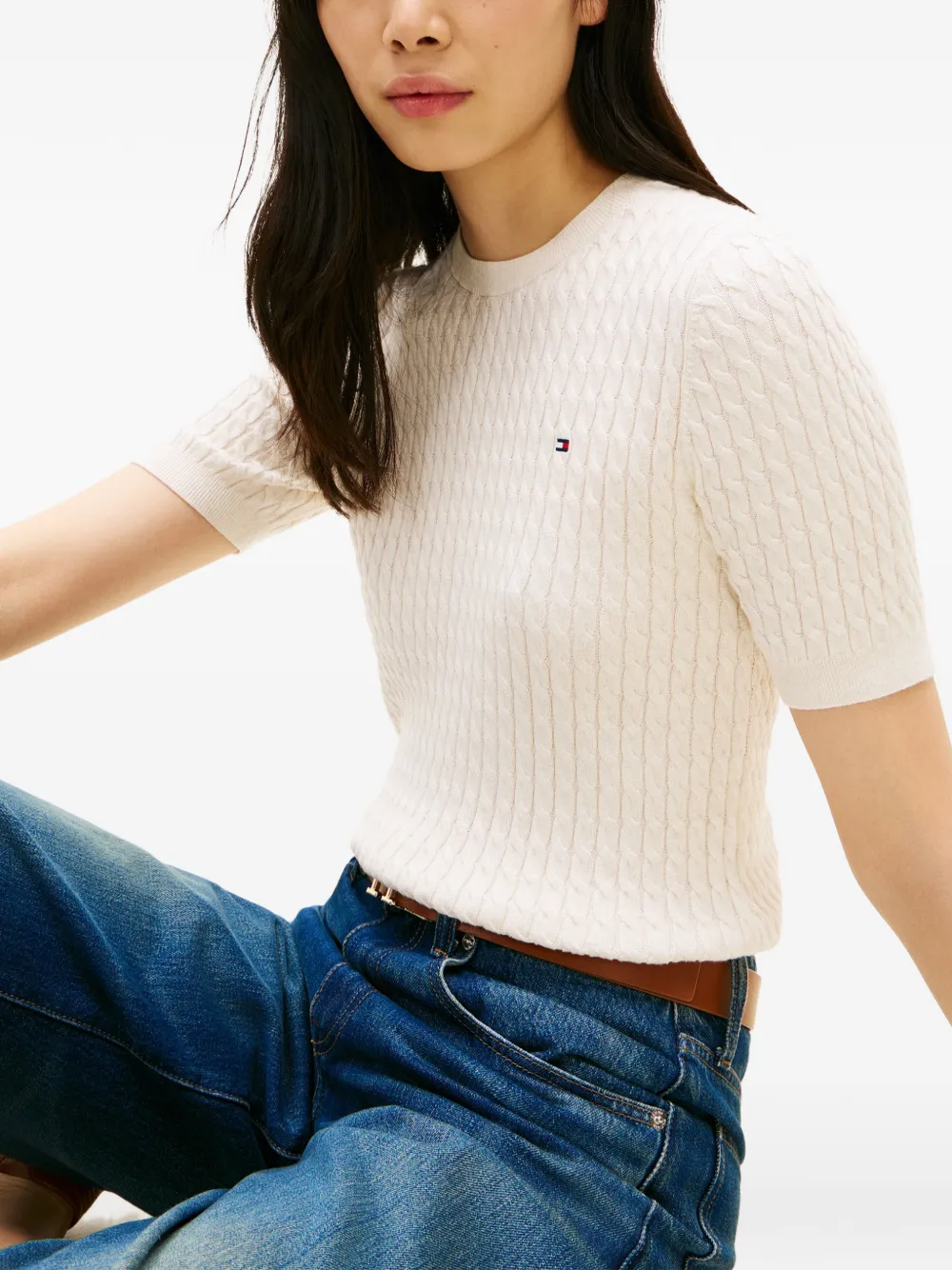 Tommy Hilfiger Trui met korte mouwen Beige