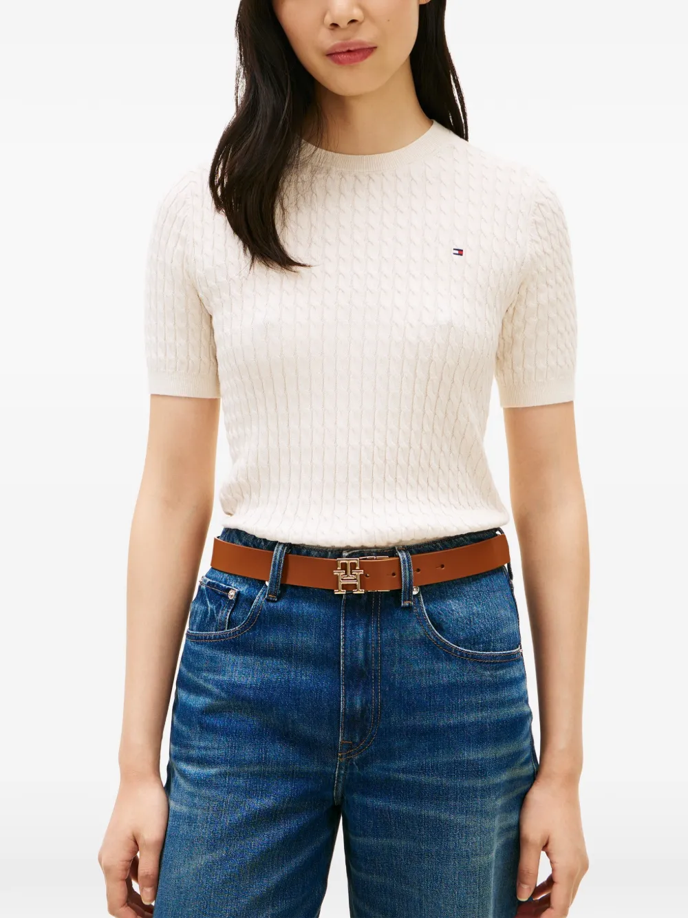 Tommy Hilfiger Trui met korte mouwen Beige