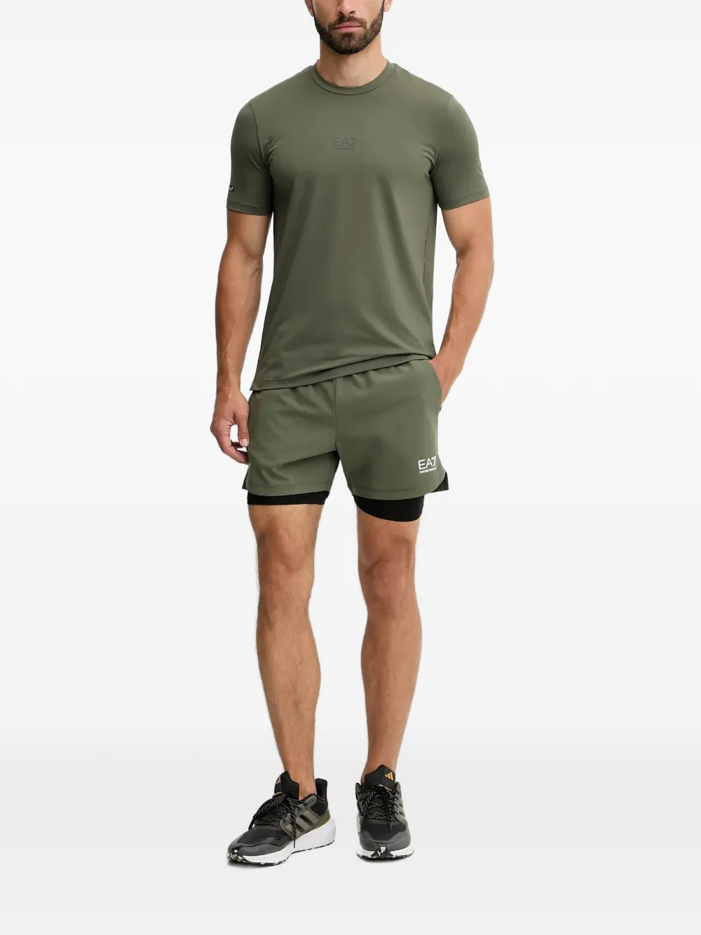 Ea7 Emporio Armani T-shirt met logoprint met ronde hals Groen