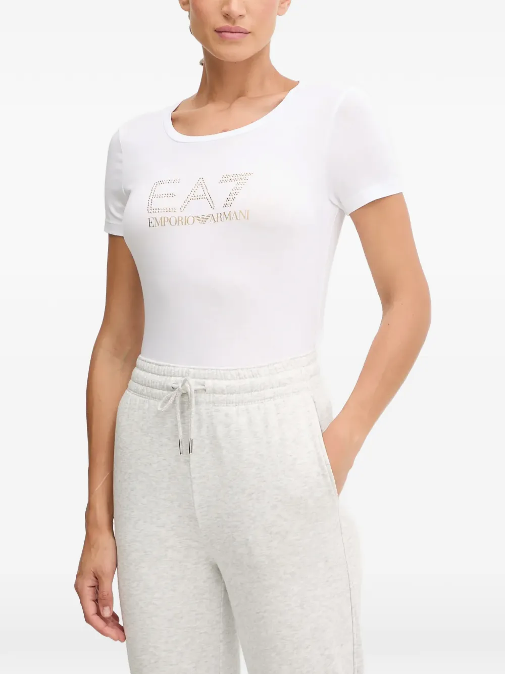 Ea7 Emporio Armani T-shirt con borchie - Bianco