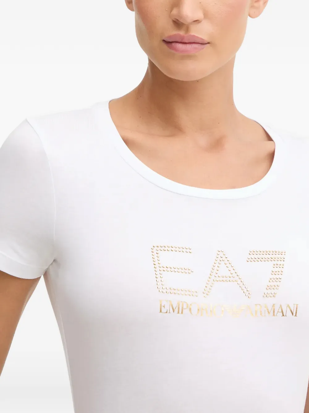 Ea7 Emporio Armani T-shirt met studs Wit
