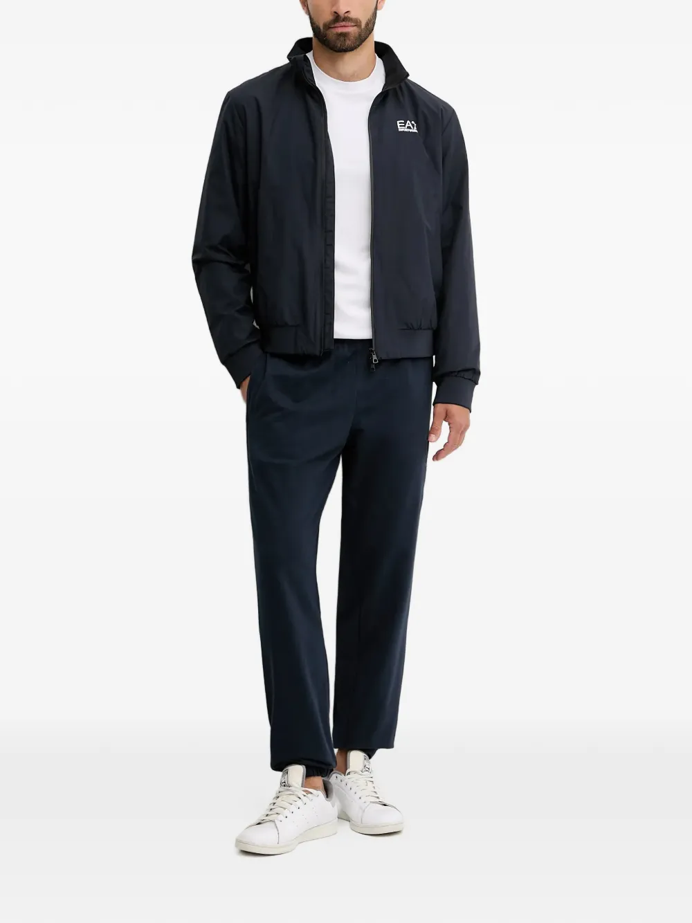 Ea7 Emporio Armani Trainingsbroek met elastische taille en geborduurd logo Blauw