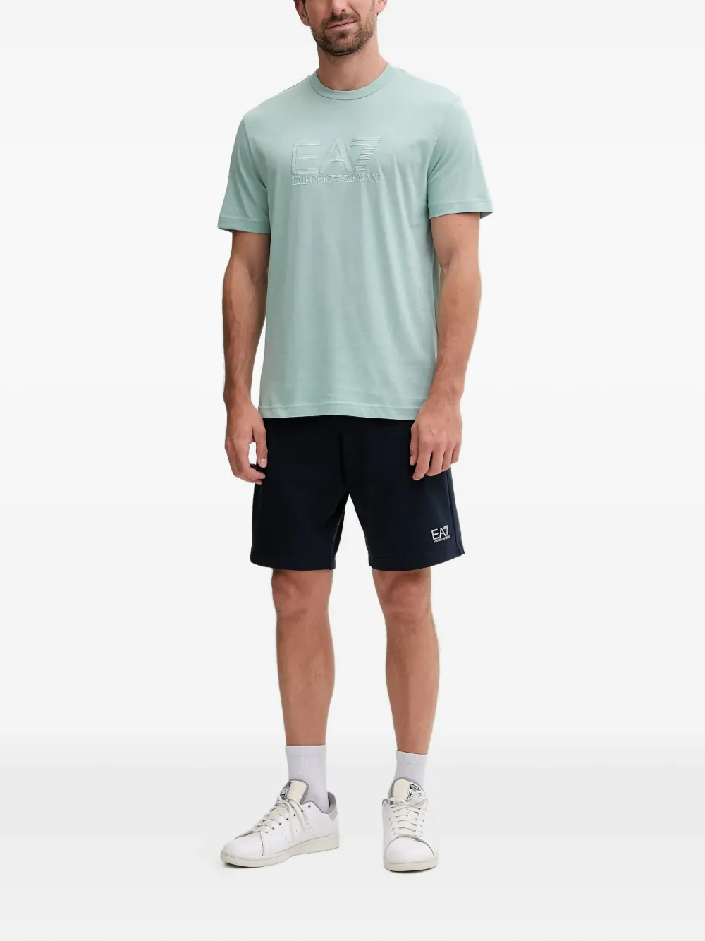 Ea7 Emporio Armani T-shirt met geborduurd logo Groen