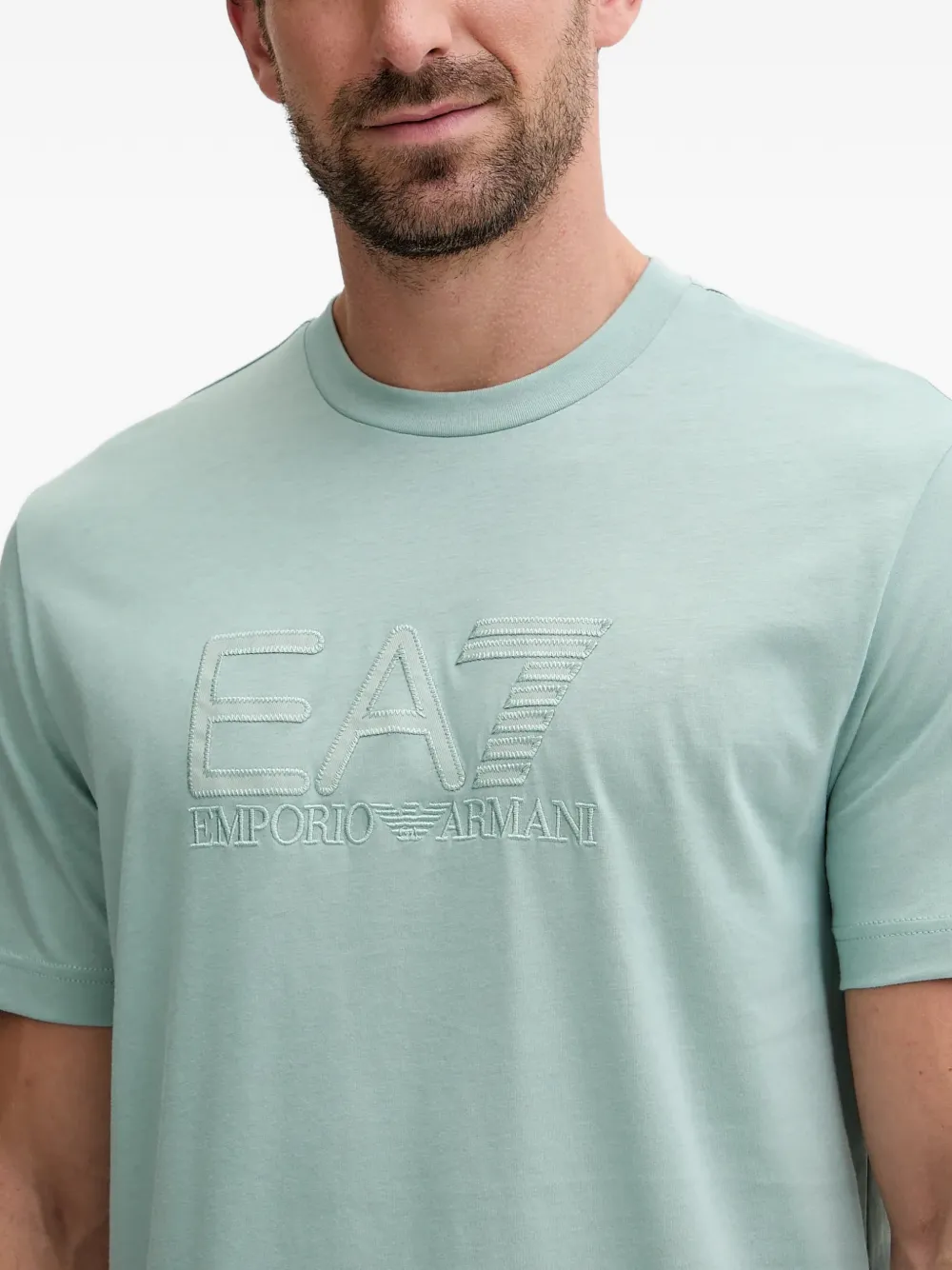 Ea7 Emporio Armani T-shirt met geborduurd logo Groen