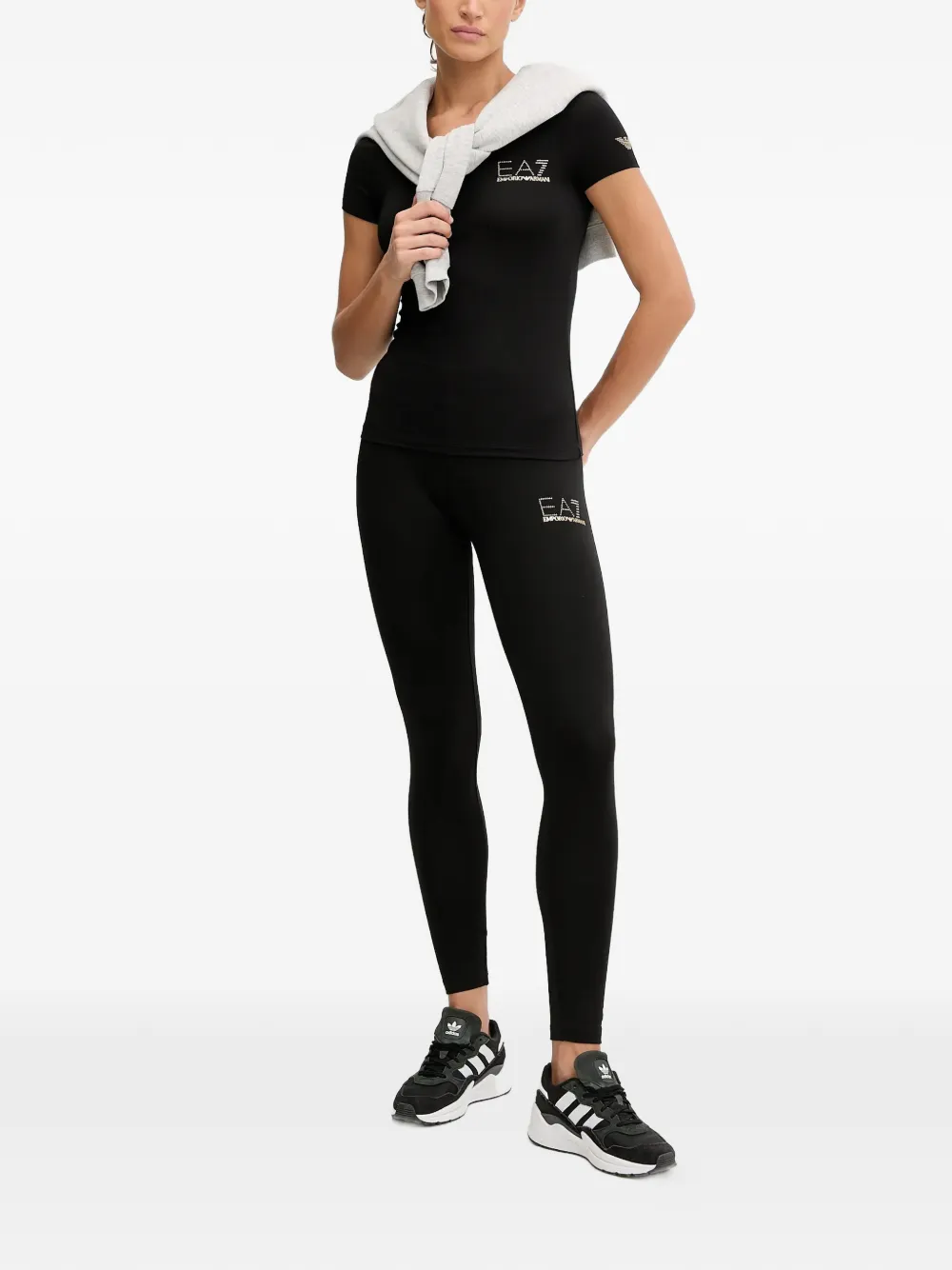 Ea7 Logo T-shirt In Black