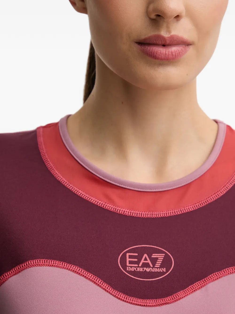 Ea7 Emporio Armani Ventus7 T-shirt met vlakken Roze