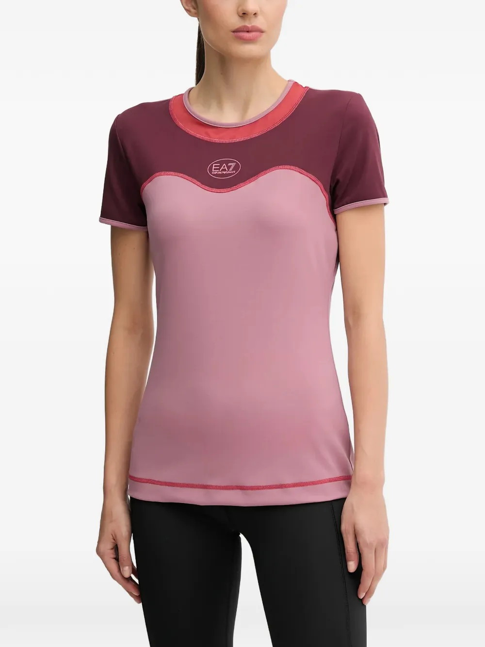 Ea7 Emporio Armani T-shirt Ventus7 con inserti - Rosa