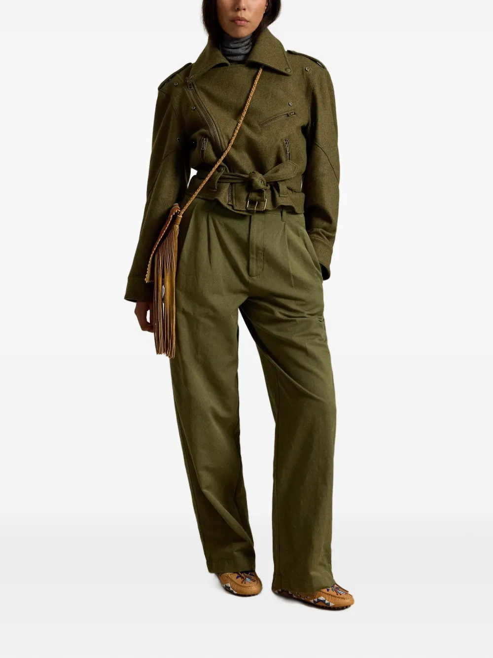 Polo Ralph Lauren Wollen jack met ceintuur Groen