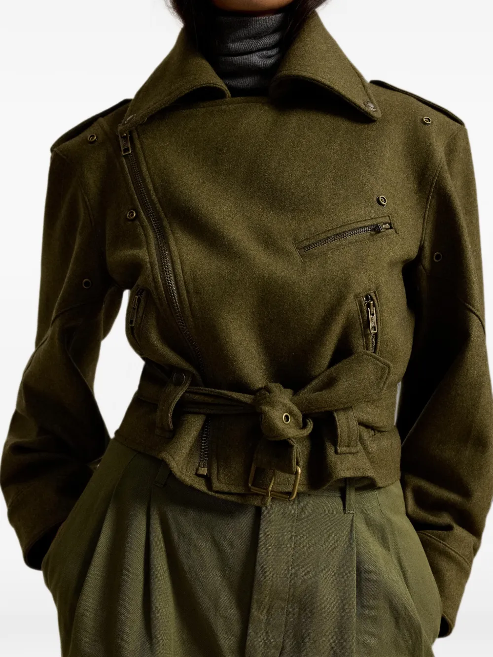 Polo Ralph Lauren Wollen jack met ceintuur Groen
