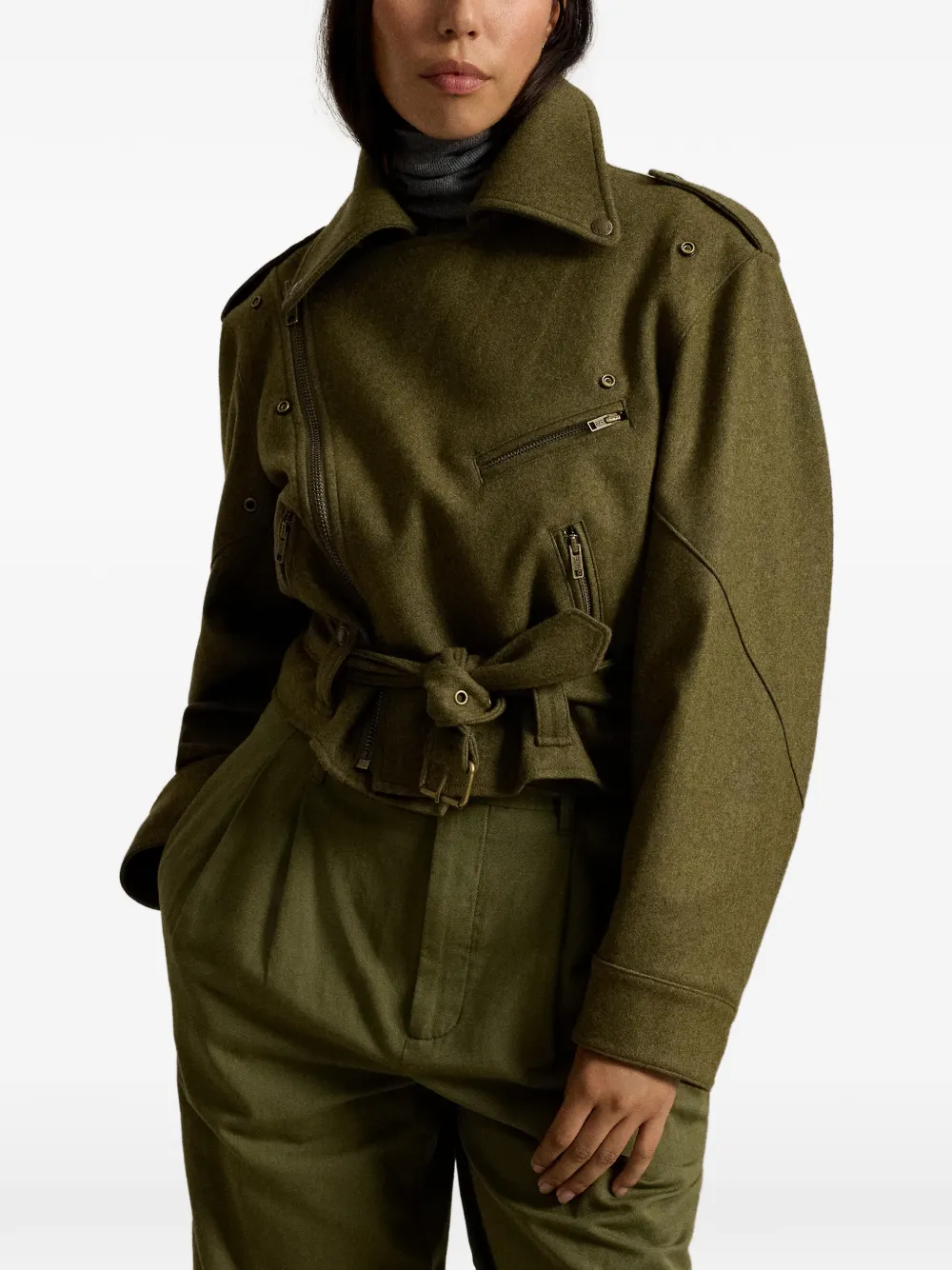 Polo Ralph Lauren Wollen jack met ceintuur Groen