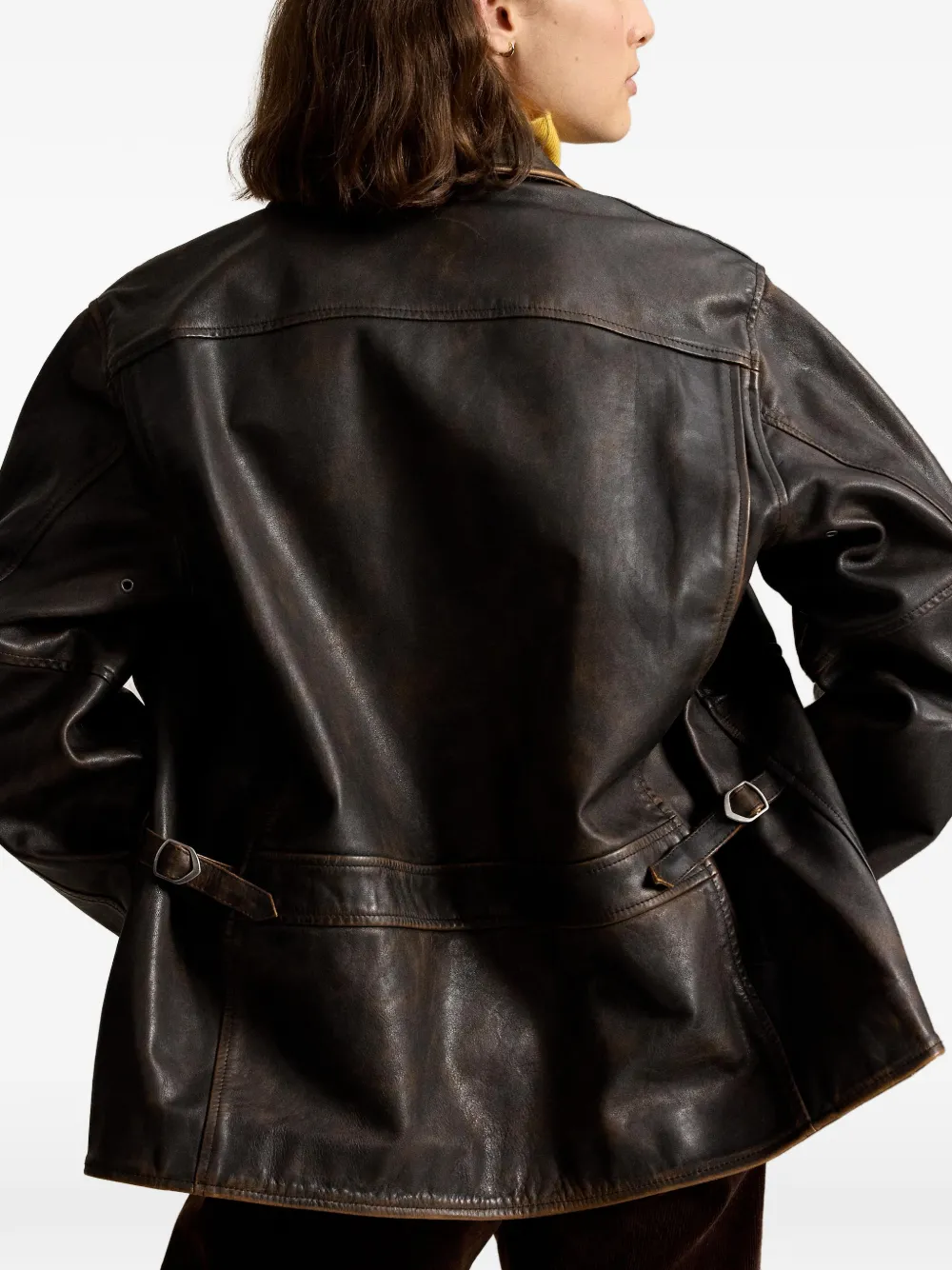 Polo Ralph Lauren Leren bikerjack Bruin