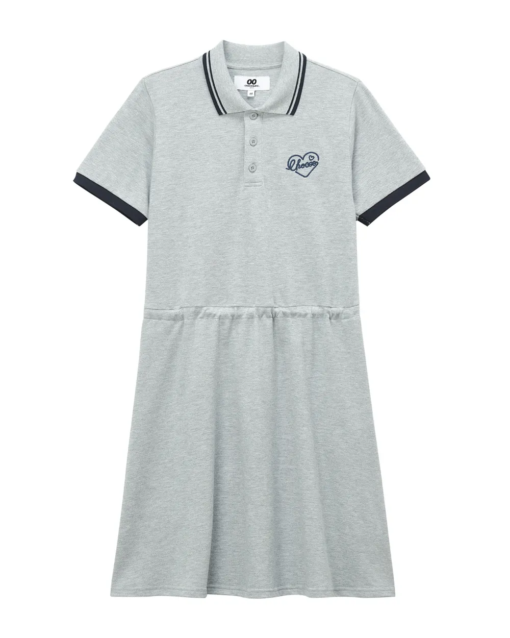 CHOCOOLATE polo drawstring mini dress - Grau