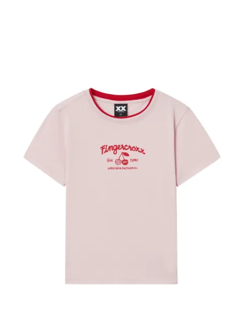 FINGERCROXX logo-print ringer T-shirt