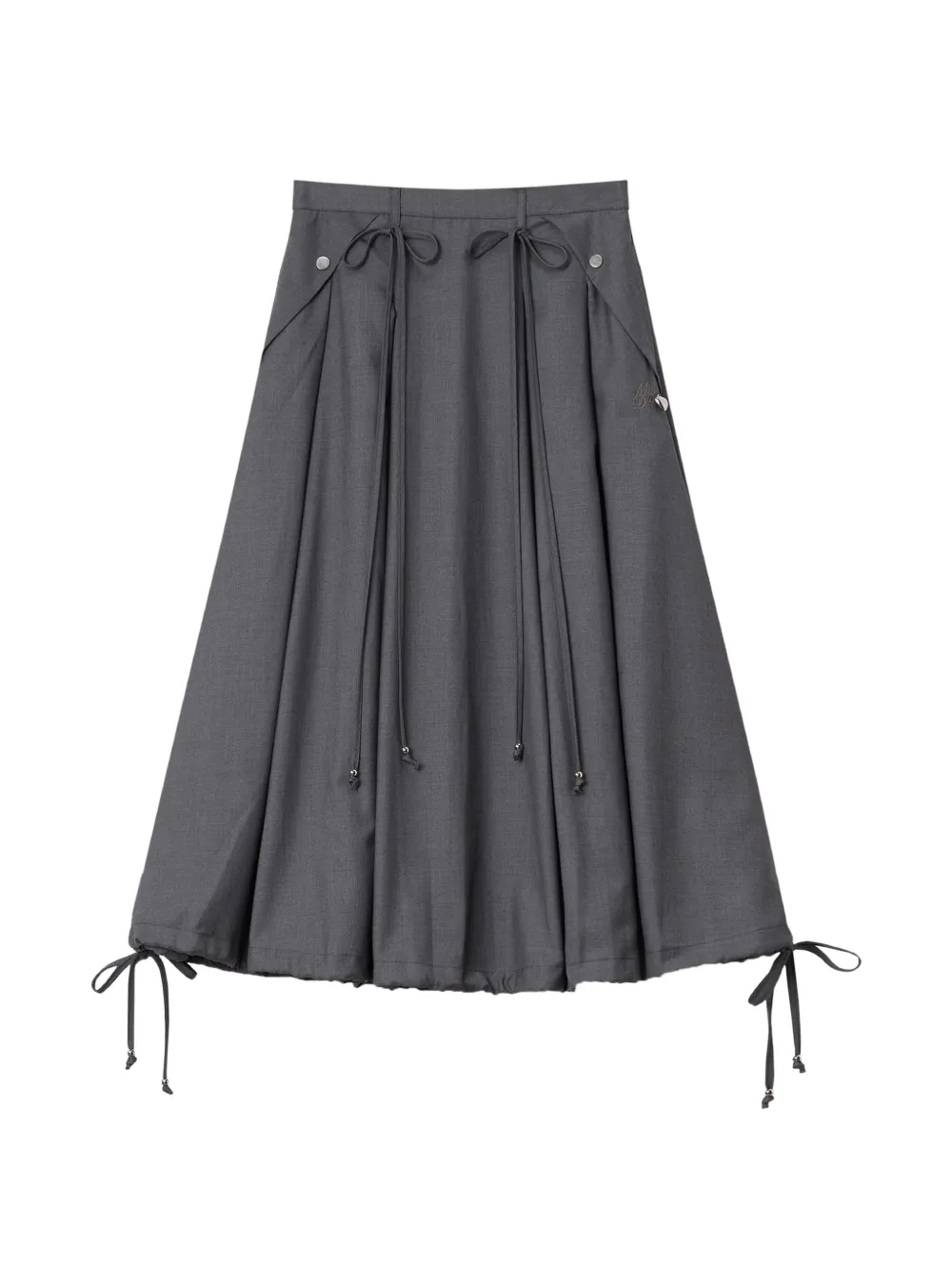 Musium Div. drawstring pleated midi skirt - Grigio