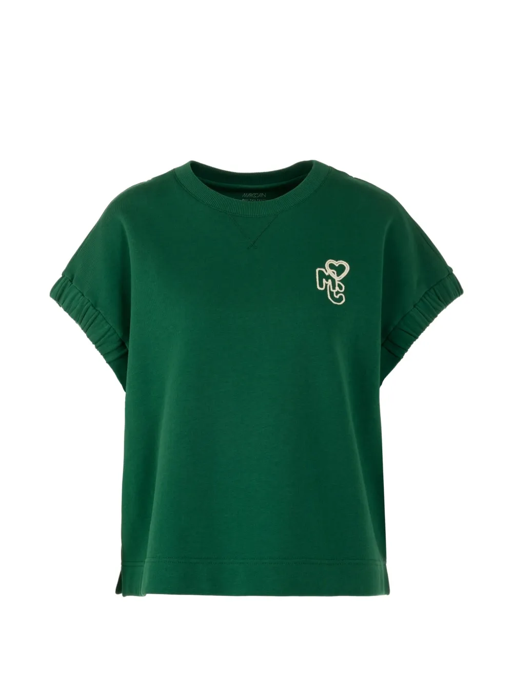MARCCAIN logo-embroidered cap-sleeve T-shirt - Verde