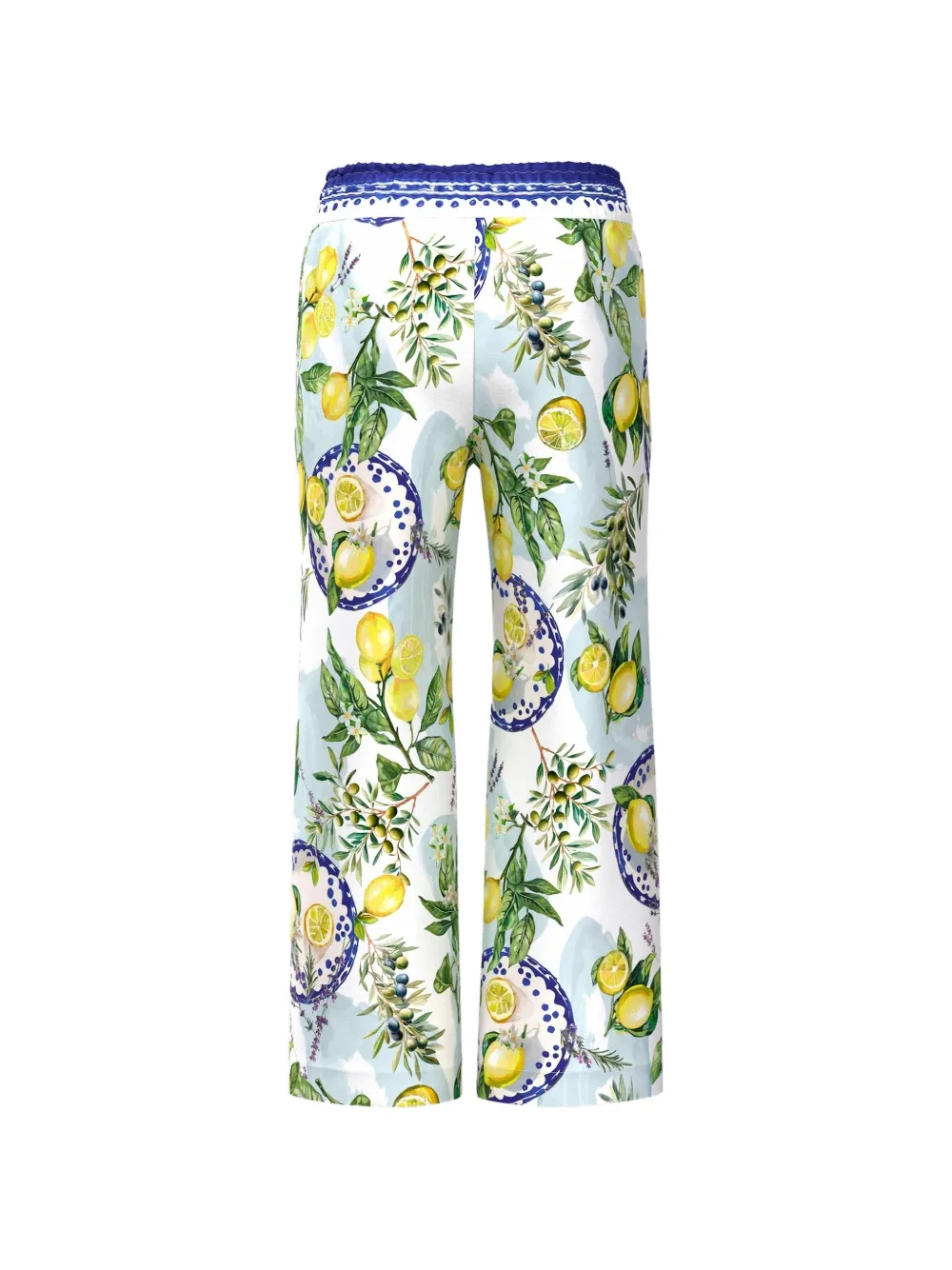 MARCCAIN Washington palazzo broek met citroenprint Wit