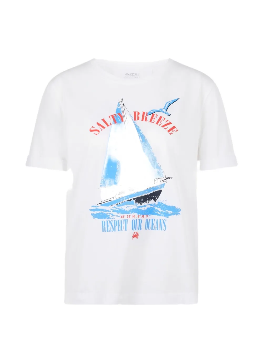 MARCCAIN graphic-print rolled-cuff T-shirt - Bianco
