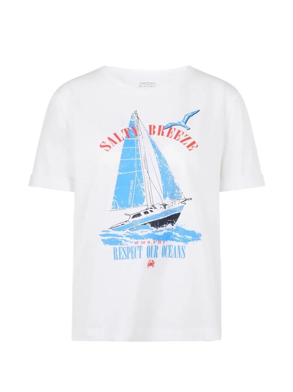 MARCCAIN graphic-print rolled-cuff T-shirt