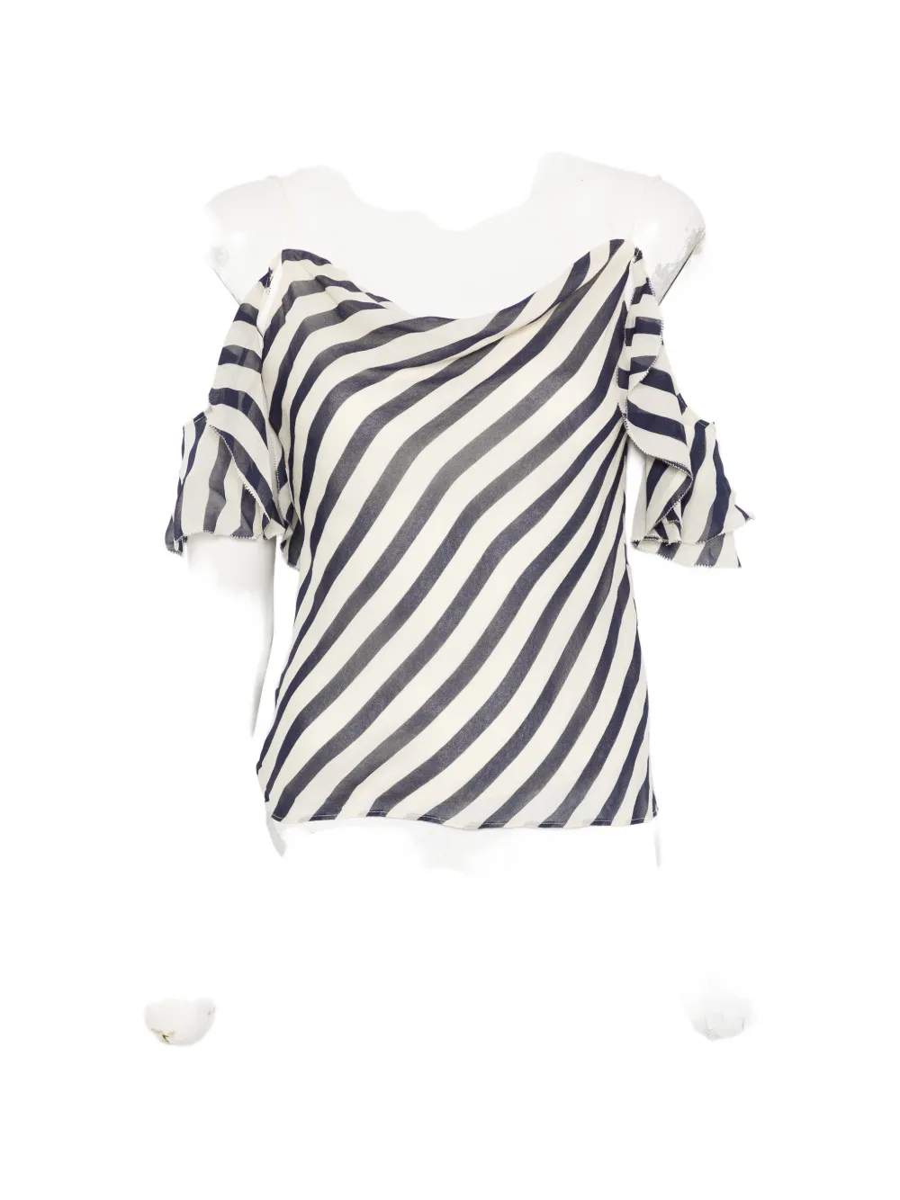 Self-Portrait striped ruffled top - Toni neutri