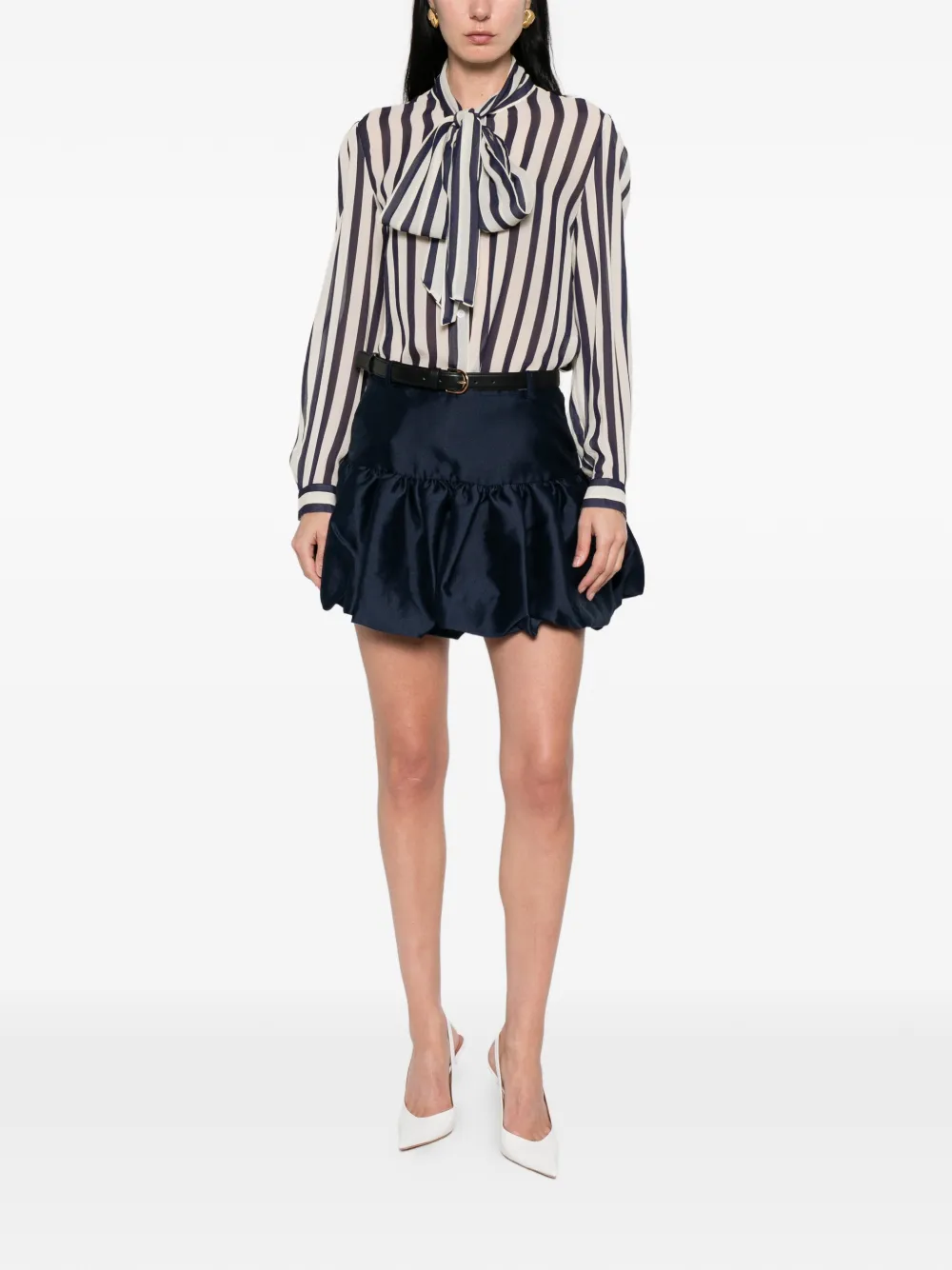 Self-portrait Gathered Mini Skirt - Blue 