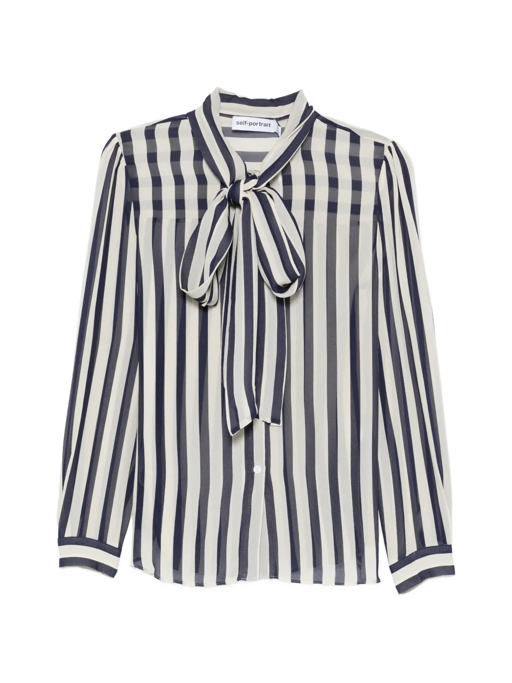Self-Portrait striped neck-tie blouse - Blu