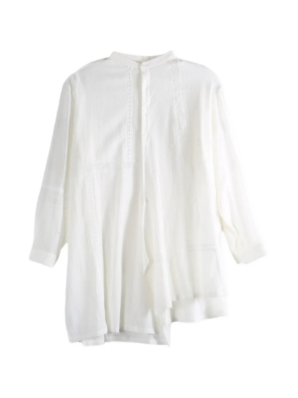 Y's lace-trim asymmetric shirt - Weiß