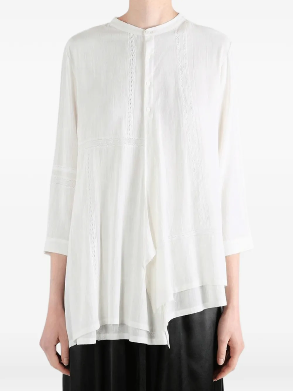 Y's Asymmetrische blouse met afwerking van kant Wit