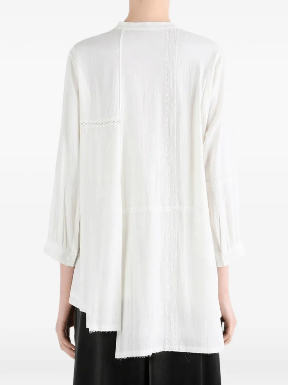 Y's Asymmetrische blouse met afwerking van kant Wit