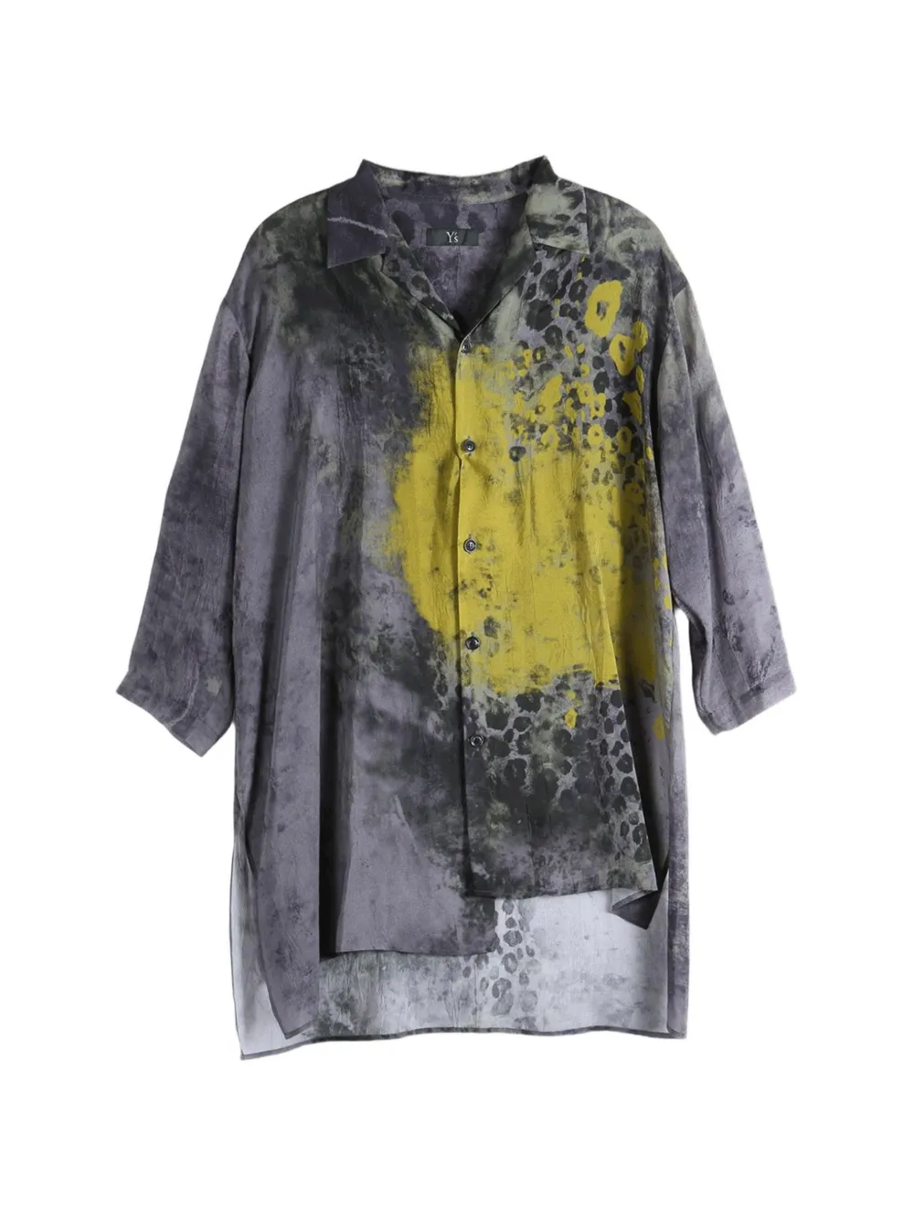 Y's leopard-print asymmetric-hem shirt - Grigio