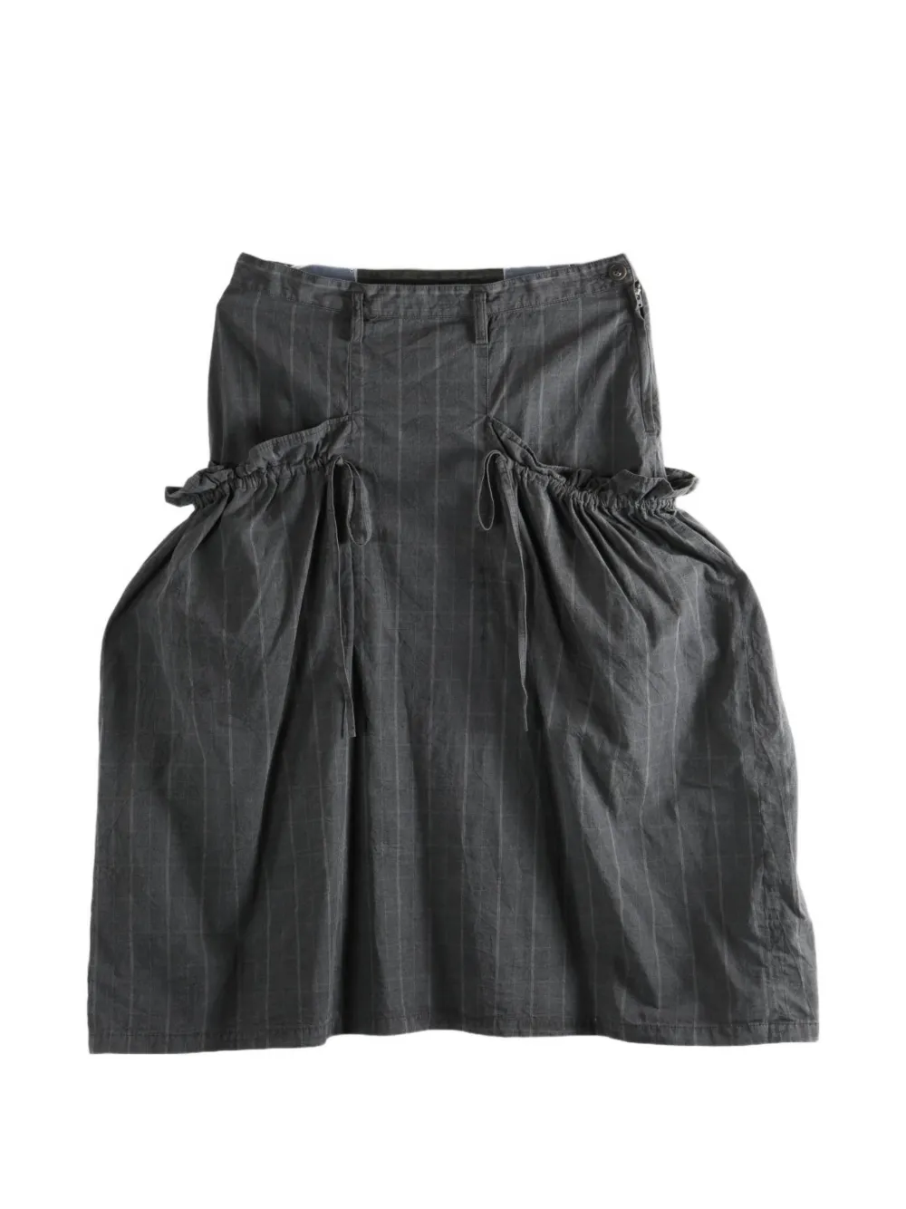 Y's pinstripe-pattern drawstring midi skirt - Grigio